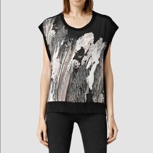 AllSaints Black Alna Zebu Button Sides Feathers